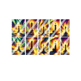 Nautical Northern Lights Lighthouse Full Nail Art Decals - Waterslide Nail Decals