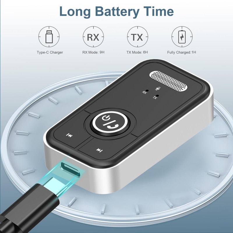 Ankilo Newest AUX Bluetooth Adapter Car, Bluetooth 5.3 Receiver, Hands-Free