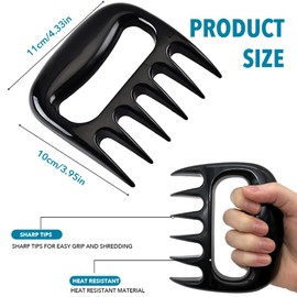 Rukinovi 2Pcs Meat Claws,Meat Shredder Claws Heavy Duty Bear Claws For Shredding Meat,Chicken Shredder Tool,Grilling Accessories,Grilling Gifts for Men(A-black)