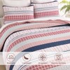 DJY Striped King Size Quilt Set, Pink Boho Bedspread Coverlet