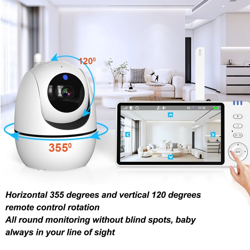 5 Inch HD Screen Baby Camera Monitor Night Vision Sound