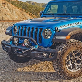 RockTrix Black Front Brush Guard, Tall 5.8 inch Height to Clear Winch, Compatible with 2018+ Jeep Wrangler JL, 2019+ Gladiator JT - Steel Bar Grille Guard for Steel Rubicon Bumper, Replaces 82215351