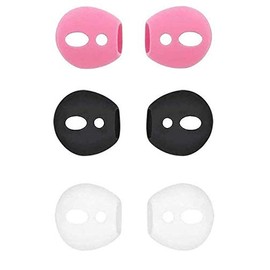 BLLQ AirPods Ear Tips Ear Gels Anti-Slip Earuds Cover Silicone Compatible with AirPods 2 & AirPods 1 or EarPods 【 Fit in The Charging Case 】 3 Pairs White/Black/Pink