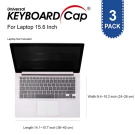 Universal Keyboard Cap Cover for Laptop/Notebook Keyboards [3 Pack] 5X thinner Than competitors, fits Any Brand/Language/Layout, Waterproof Flat Easy-Cleaning, Waterproof dustproof