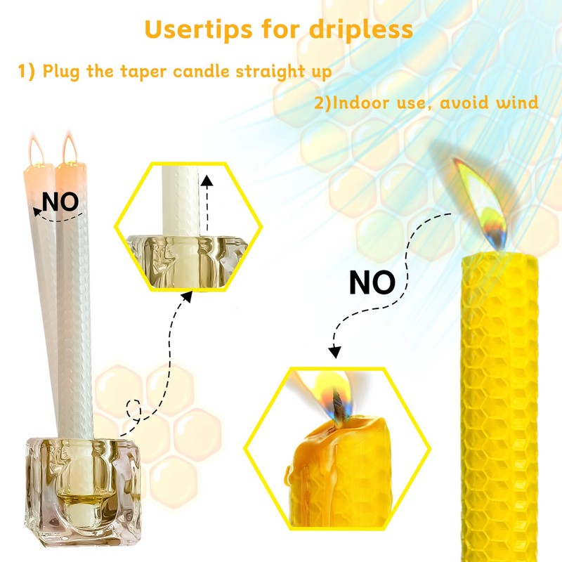 Lacaser Natural Beeswax Red Taper Candles Bulk Pack of 14