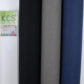 KCS 3 piezas de tela de punto de cruz de 15 x 18 pulgadas (38 x 45 cm) de algodón Aida, 14CT, azul marino+gris oscuro+negro