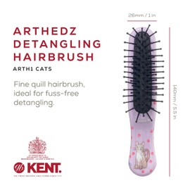 Kent ARTH1 Baby Hair Brush, Hair Brush for Kids, Small Brushes for Hair and Travel Brush Hair Detangler with Non-Scratch Nylon Bristles for Gentle Detangling Arthedz (Mischievous Cats Pattern)