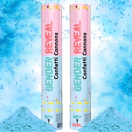 Gender Reveal Confetti Powder Cannon; Eco-friendly Biodegradable Handheld Cannon ; Party Supplies for Baby Reveal Ideas; 30cm Boy or Girl Confetti Powder Smoke Popper (blue, 2 pcs)