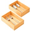 Umilife Bamboo Kitchen Drawer Organizer, Extra High Silverware Tray, Flatware