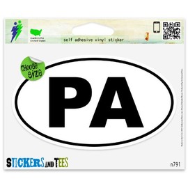 Pennsylvania PA White State Oval Vinyl Car Bumper Window Sticker 3" x 2"
