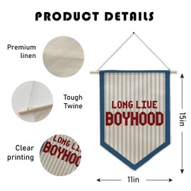 NQDWX Long Live Boyhood Blue Pennant Flag - Vintage Retro Wall Decor for Boys Room, Preppy Teen Dorm Banner, Cool Blue Bedroom Art, Unique Gift. (008)