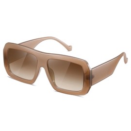 kimorn Sunglasses Womens Men Trendy Retro Sun Glasses Oversize Square Frame Shades K1571 (Camel+Brown Lens)