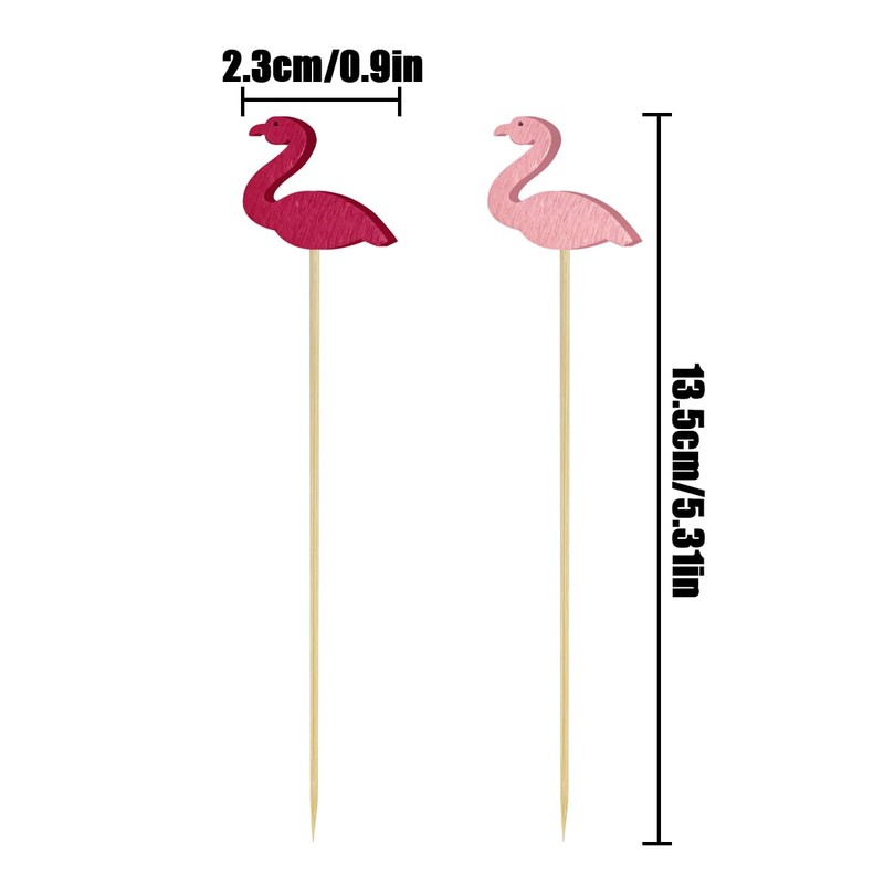 NILLOS Cocktail Bamboo, 100 PCS Flamingo Design Decorative Cocktail Appetizer