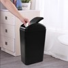 Hespama 14L Slim Plastic Trash Bin, Black Waste Bin with