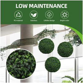 SETLUX 2 PCS Artificial Plant Topiary Ball 16'' Faux Boxwood Balls for Outdoors, Porch Decor for Backyard, Garden, Wedding and Home (16 inch)