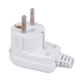 Maclean MCE330 Earthing Contact Plug Uni-Schuko Angle Plug with Earthing Unischuko Uni Schuko Plug 16A 250V Plastic White