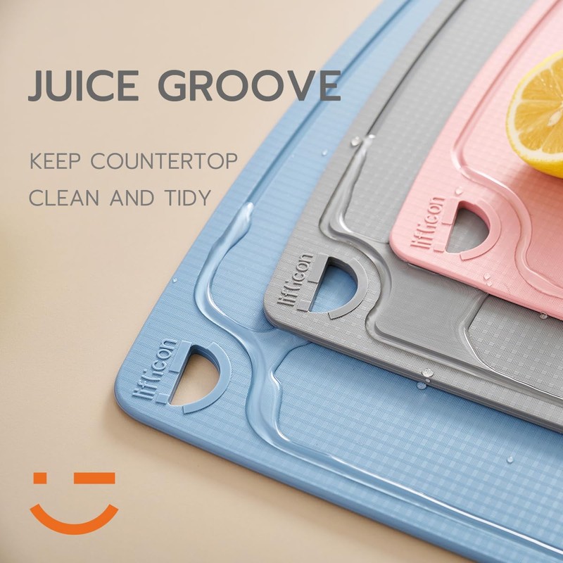 Liflicon Silicone Thick Cutting Boards Mats Set of 3 Foldable