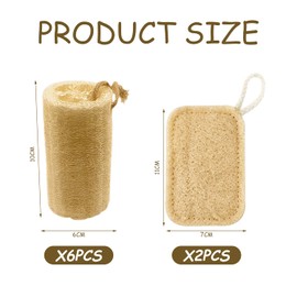 6 Stück Luffa-Bürsten, 2 Stück Quadratische Luffa-Bürsten, Luffa-Bürste, Luffa-Schwamm, Seifen-Luffa, Luffa-Geschirrspülbürste, Haushaltsküchen-Reinigungsschwamm