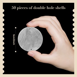 Tatuo 60 Pcs Round Capiz Shells with 2 Holes Round Natural Shell White Shells for Wind Chimes Jewelry Making Wedding Home Decor DIY Crafts (2 Inches)