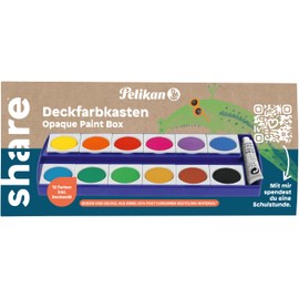 share Deck Paint Box - Painting Box with 12 Colours & Opaque White - Strong Painting Colours for Creative Children - Ink Box for School, Art Lessons - Made from Recycled Material