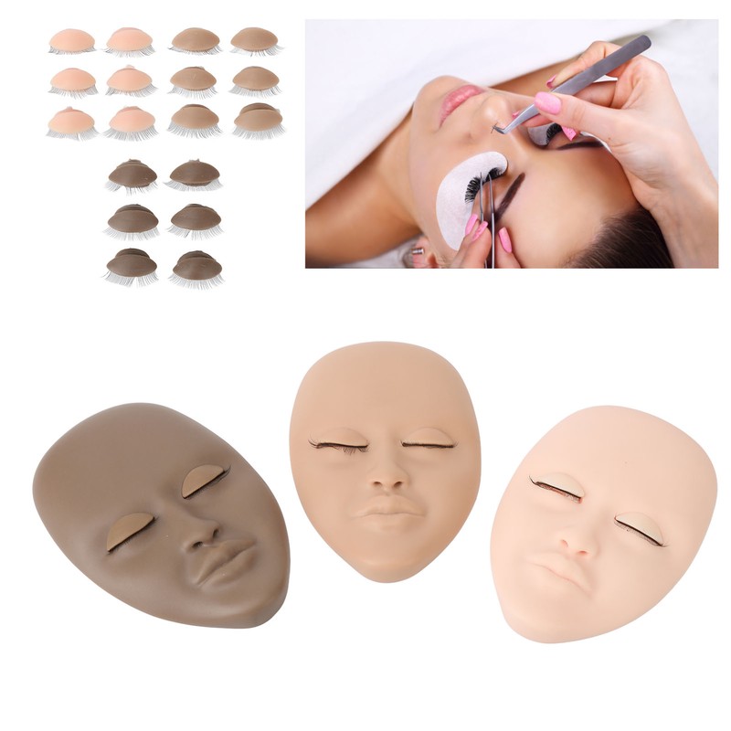 3pcs Lash Mannequin Head Eyelash Extension Practice Doll Head with