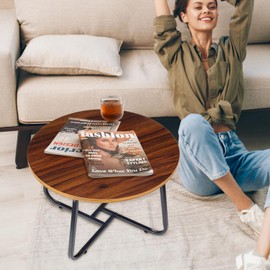 Round Coffee Table, 20" Small Round Table for Living Room Decor, Center Tea Table for Home, Office Modern Style, Metal Frame, Easy to Assemble