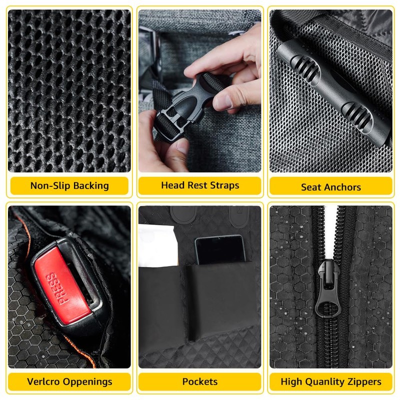 Vailge 6 in 1 Car Seat Cover for Back Seat,