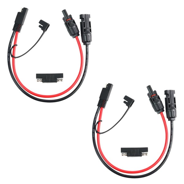 Jienk 2Pcs 1FT 10AWG Solar Panel Connector Cable, SAE to