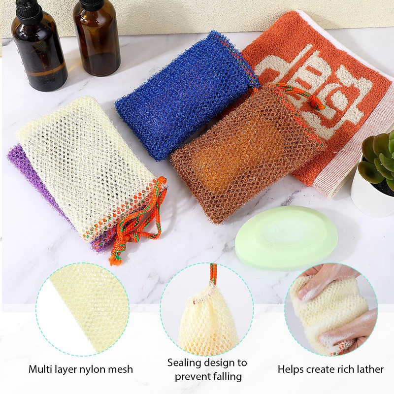 4 Pack Soap Savers for Bar Soap Exfoliating Net Mesh