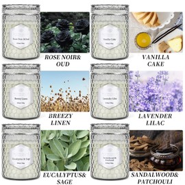 6 Pack Candles for Home Scented, Aromatherapy Candles Gifts Set for Women, Natural Soy Wax Jar Candles, 33 oz 240 Hour Long Lasting Candles, Candles Gift for Birthday, Valentine's Day, Flax Gray