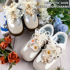 36Pcs Shoe Charms for Sneakers Bow Shoe Lace Charms Junk Sock Jewelry Kit for Women DIY Accessories Rhinestone Brooch Buttons Pearl Flower Clips Safety Pin Gold for Sneaker Hat Clothes Decoration