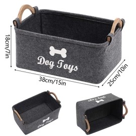 YTSMFL Dog Toy Storage, Felt Storage Box with Handle, Storage Basket for Dog Toy, Toy Basket, Foldable Dog Toy Box (38 cm x 25 cm x 18 cm)