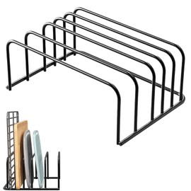 Chopping Board Holder, Chopping Board Stand, Chopping Board Rack, Chopping Board Organiser, Chopping Board Holder, Divided Shelf with 5 Slots for Baking Trays for Kitchen Worktop, Black