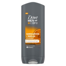 Dove Men+Care Sandalwood + Vanilla 3-in-1 Hair, Face and Body Wash Body Cleanser shower gel with MicroMoisture technology for 24 hour nourishment 400 ml