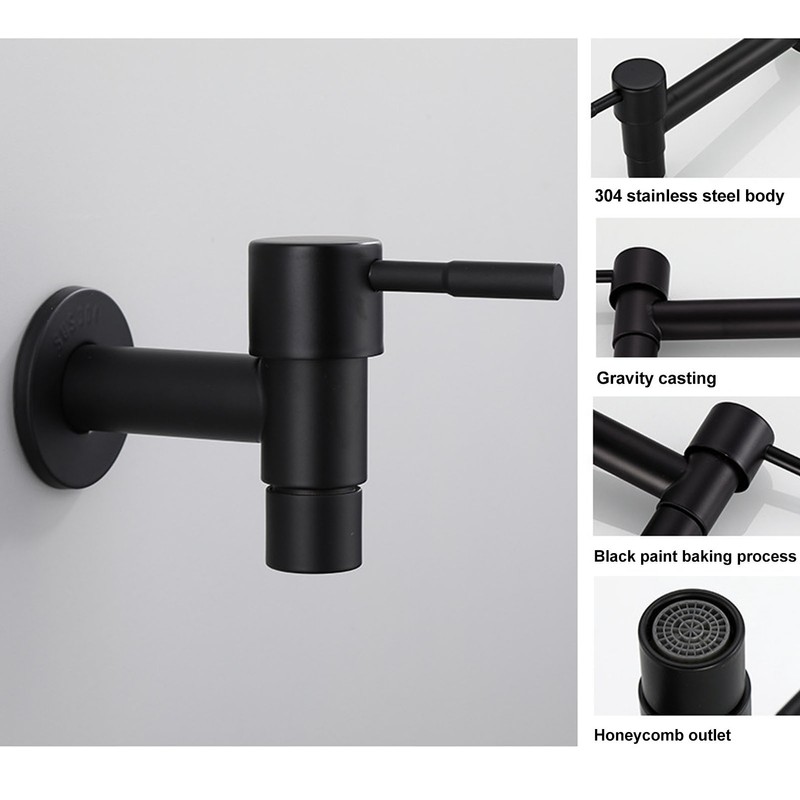 G1/2 Wall Mounted Cold Water Tap 304 Stainless Steel Single