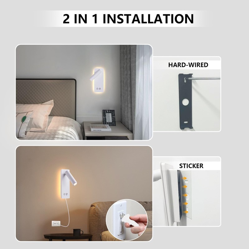 Dimmable Wall Lamps Wall Mounted Reading Lights for Book at