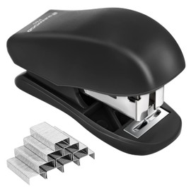 Mini Stapler with 25 Sheet Capacity, 640 Standard Staples, Easy to Carry and Store, Cute Compact Travel Size for Office, School, Family (Black)