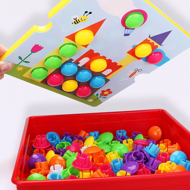 JurciCat Child Mosaic Plug-In Game with 46 Large Beads and
