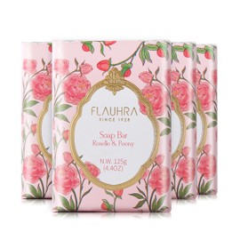 Bee & Flower Soap Bar Roselle & Peony Fragrant Soap Essential Oil Scented Soap Bar Moisturizing Bath Bar Soaps Nourishes Your Skin 4.4 oz(Pack of 4)