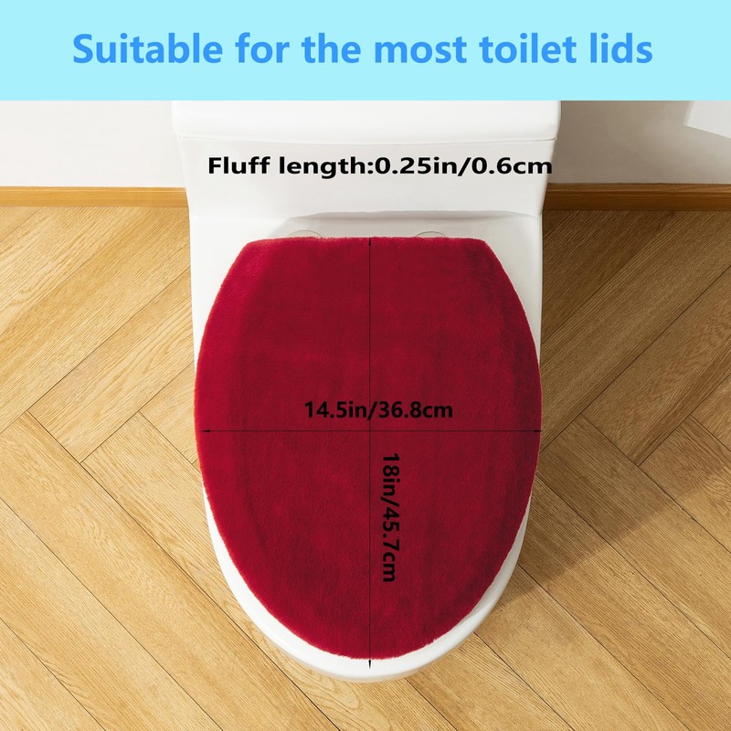 Comfortable Soft Plush Toilet Lid Cover for Bathroom, Machine Washable