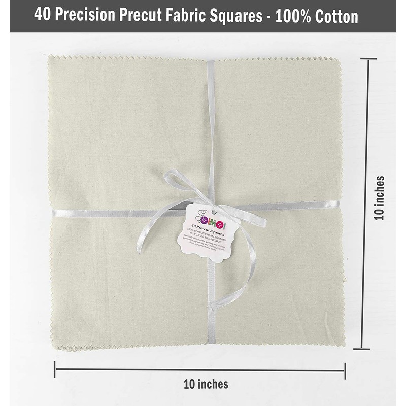 Soimoi Solid White Precut 10-inch Cotton Fabric Quilting Squares Charm