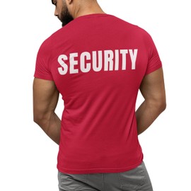 Sweet Gisele Security Uniform T-Shirt for Men, Staff T Shirt Tee for Events Concerts Work Guard Weddings, Front and Back Print Burgundy Heather Large