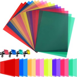 BUPOGAKE 16 Pieces Gel Light Filter A4 Transparent Color Film Colored Overlays Transparency Color Film for Photo Stage Lighting Dyslexia Reading Aids
