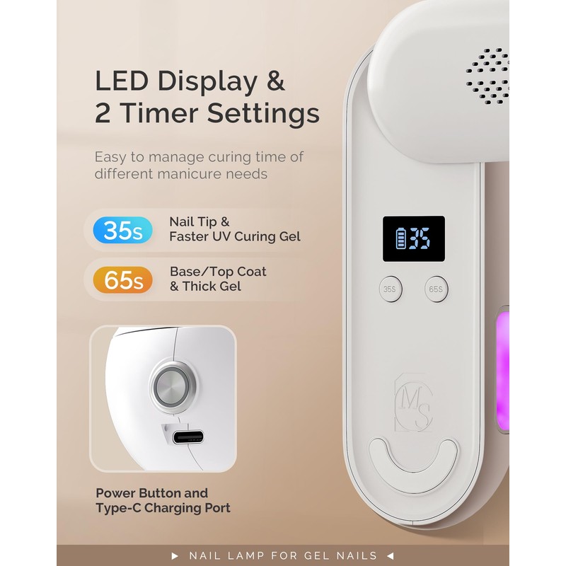 Melodysusie Plus20F Cordless UV Nail Light, Innovation UV Protection Nail