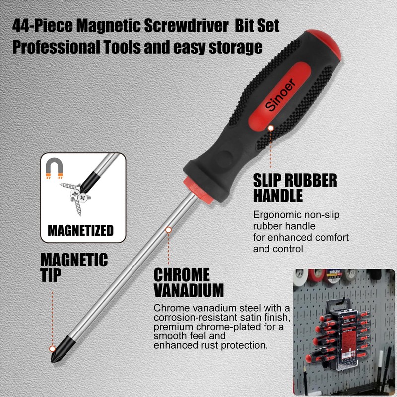 Screwdriver Set, 44 Pieces Magnetic Screwdriver Set Including Slotted, Phillips,