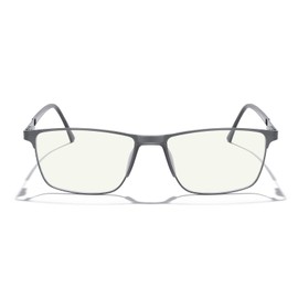 anteojos de bloqueo de luz azul de Merry's, anteojos de lectura con lente protectora de resina óptica, marco de metal, patrón de bisagra de resorte, regalo para hombres y mujeres, Gris-52mm, 0.25x
