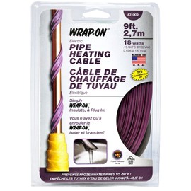 WRAP-ON Pipe Heating Cable - Freeze Protection Kit for Water Pipes | Built-in Thermostat - Winterize and Prevent Pipes from Freezing - Purple, 9 Ft.
