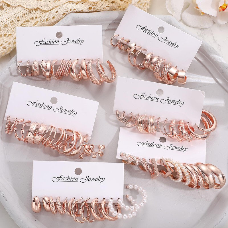 36 Pairs Gold Hoop Earrings Set for Women, Fashion Chunky