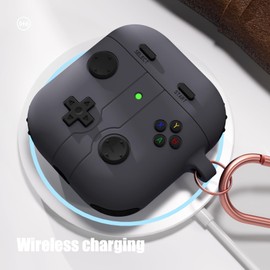 MINUUISCT Case for Airpods 1 2nd Generation with Keyring, Classic Game Player Console Design Case, TPU Cover for Airpod 2 Wireless Charging Case, Protective Case, Grey