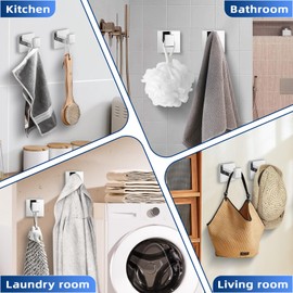 warlve Chrome Polished Towel Hooks for Bathrooms, Heavy Duty Wall Mounted Stainless Steel Modern Hook, 4 Pack – Ideal for Hanging Towels, Robes, Coats, in Kitchen, Bedroom, Bathroom, or Hotel